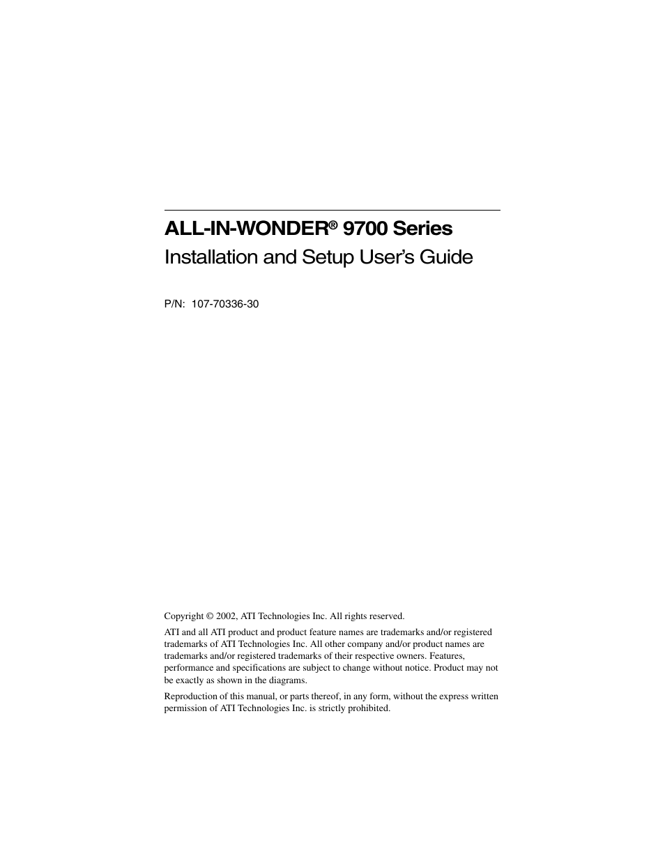 ATI Technologies ALL-IN-WONDER 9700 User Manual | 64 pages