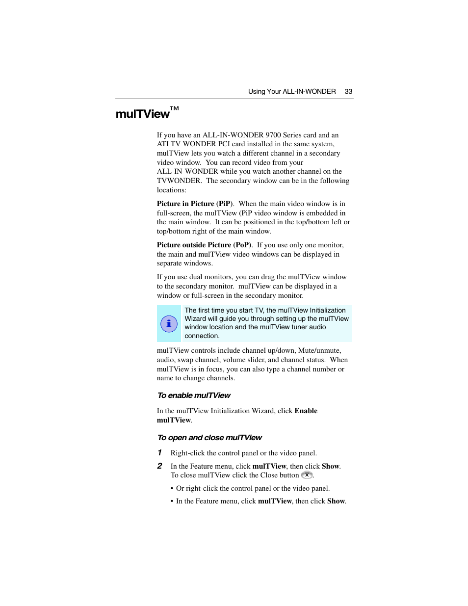 Multview | ATI Technologies ALL-IN-WONDER 9700 User Manual | Page 39 / 64