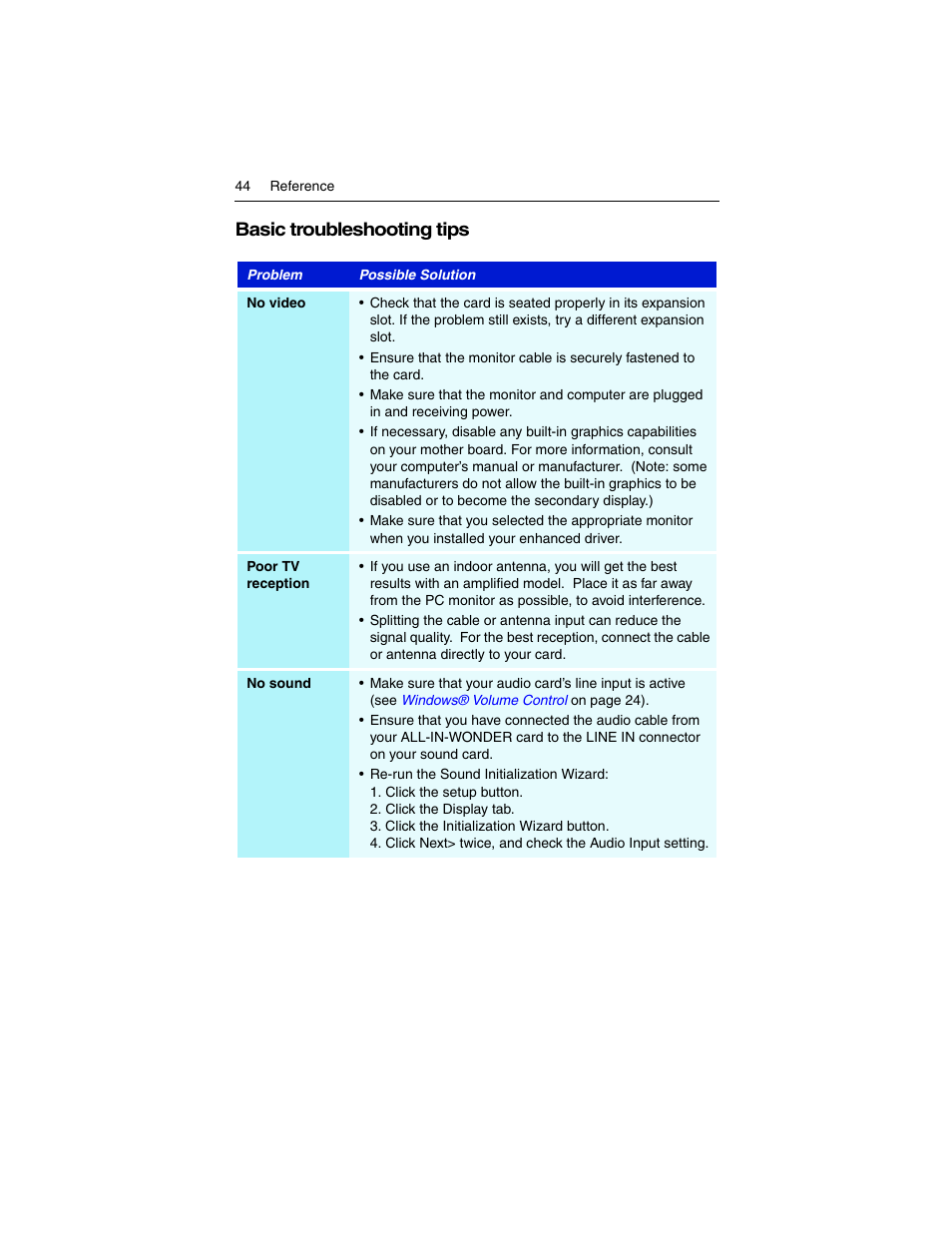 Basic troubleshooting tips | ATI Technologies ALL-IN-WONDER 9700 User Manual | Page 50 / 64