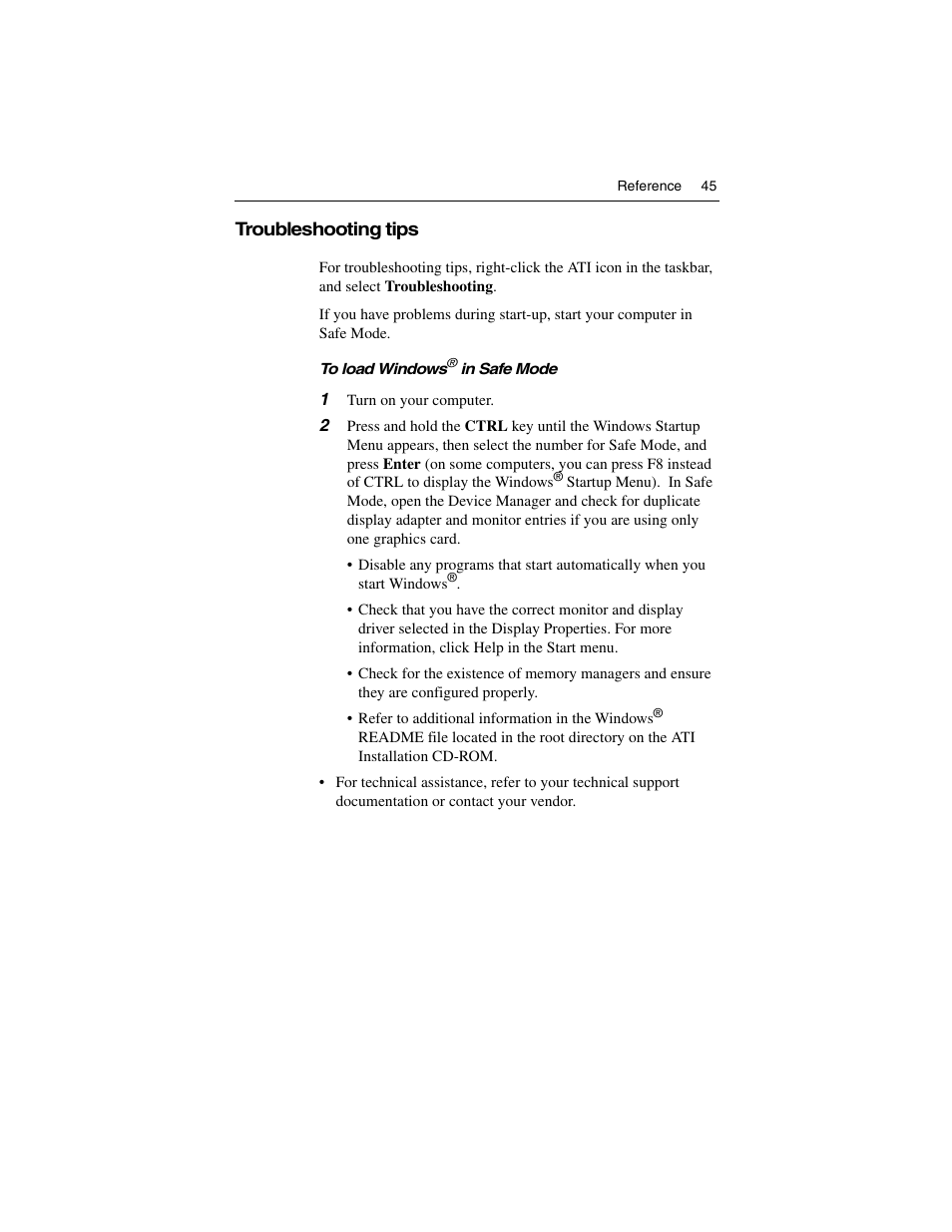 Troubleshooting tips | ATI Technologies ALL-IN-WONDER 9700 User Manual | Page 51 / 64