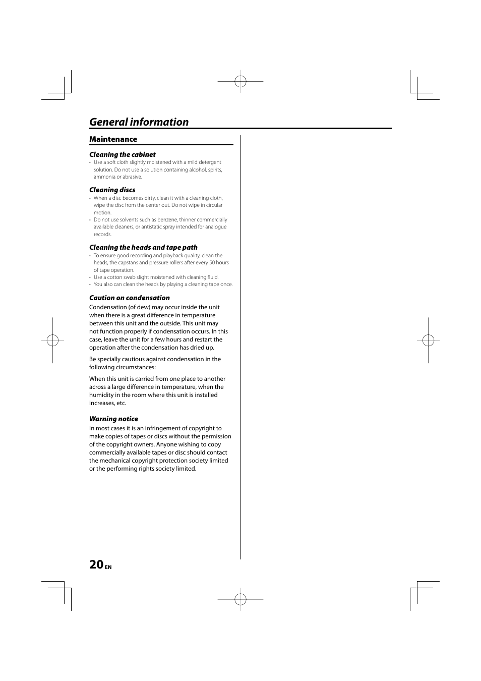 General information | Kenwood M-505USB-S User Manual | Page 20 / 24