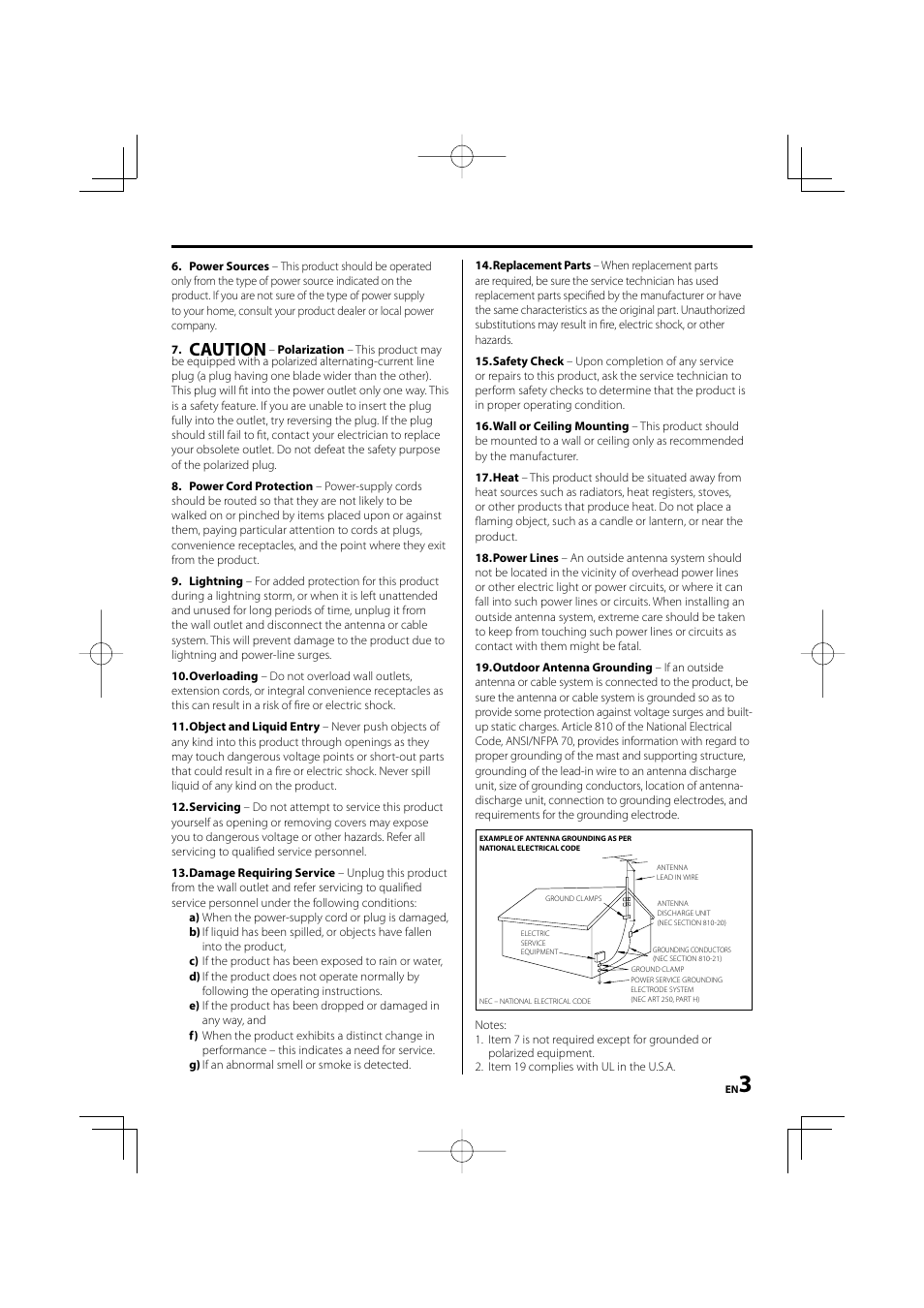 Caution | Kenwood M-505USB-S User Manual | Page 3 / 24