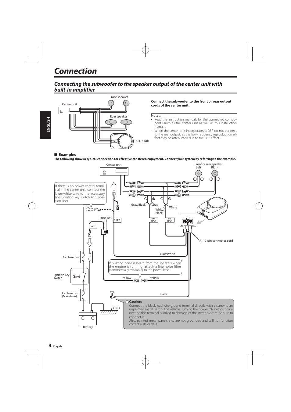 Connection | Kenwood KSC-SW01 User Manual | Page 4 / 7