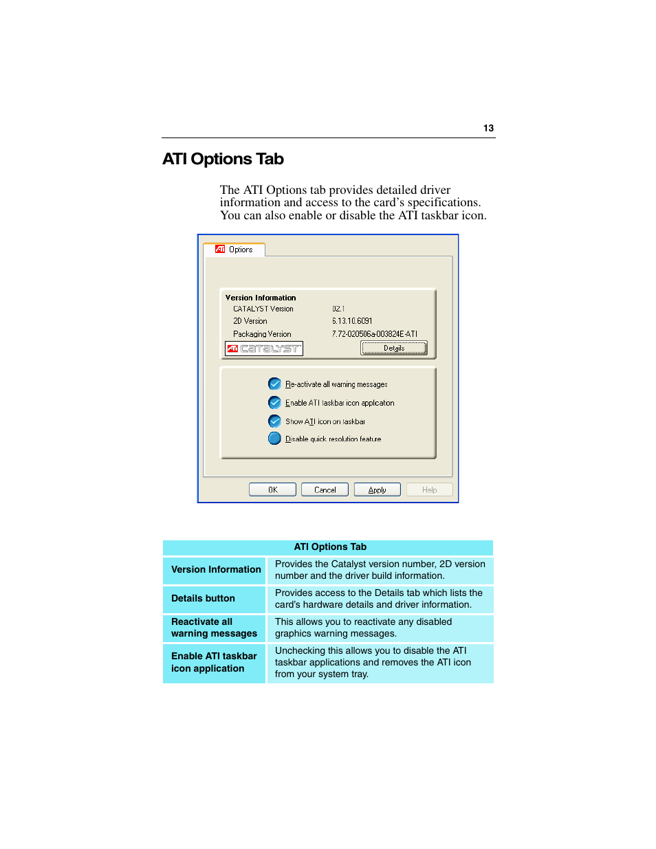 Ati options tab | ATI Technologies RADEON 9000 PRO User Manual | Page 17 / 35