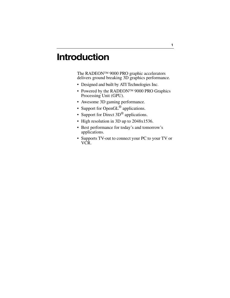Introduction | ATI Technologies RADEON 9000 PRO User Manual | Page 5 / 35
