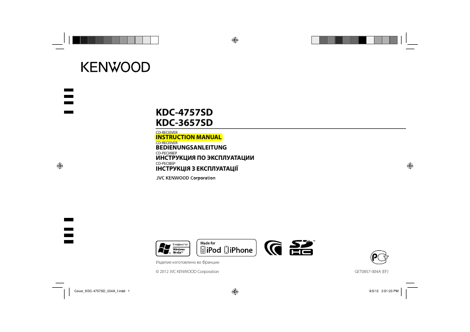 Kenwood KDC-3657SD User Manual | 15 pages