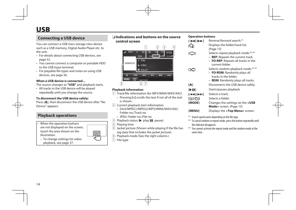 Kenwood DDX4025BT User Manual | Page 14 / 64