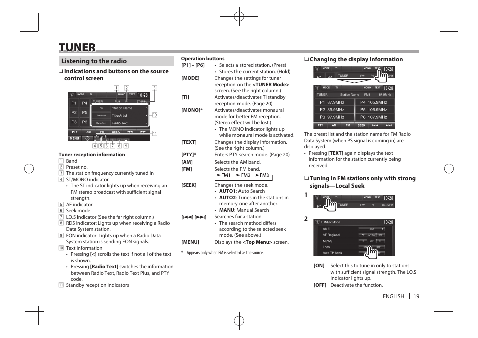 Tuner | Kenwood DDX4025BT User Manual | Page 19 / 64