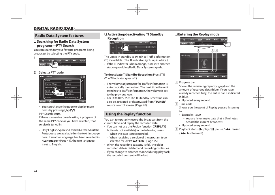 Digital radio (dab) | Kenwood DDX4025BT User Manual | Page 24 / 64