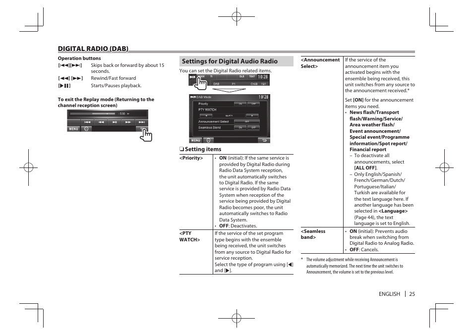 Digital radio (dab) | Kenwood DDX4025BT User Manual | Page 25 / 64