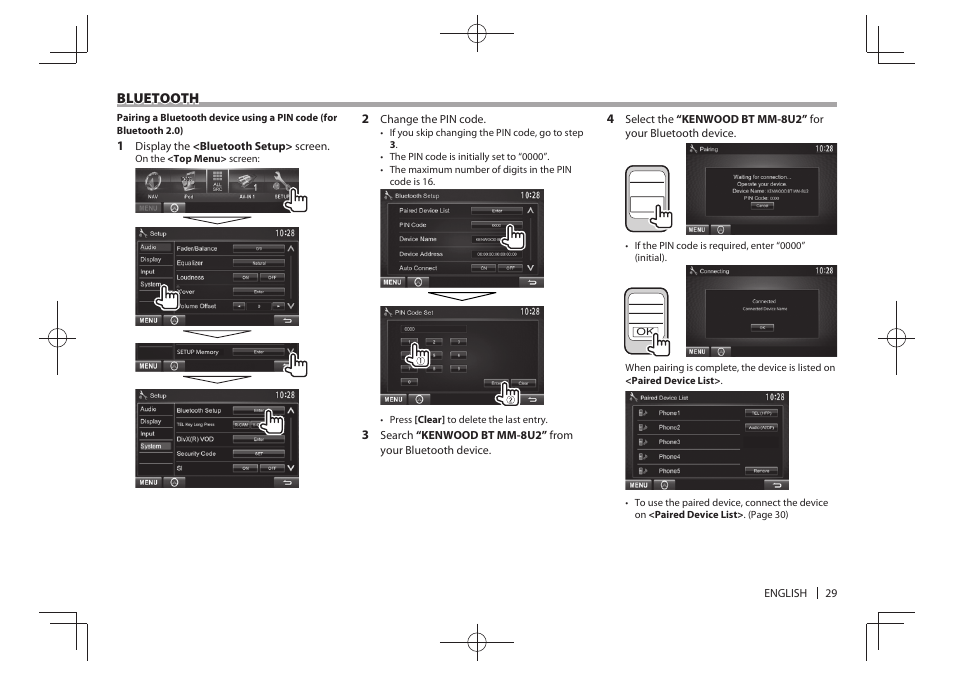 Bluetooth | Kenwood DDX4025BT User Manual | Page 29 / 64