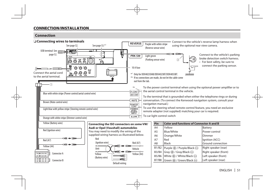 Connection/installation | Kenwood DDX4025BT User Manual | Page 51 / 64