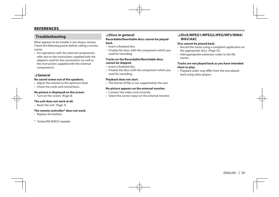 References | Kenwood DDX4025BT User Manual | Page 59 / 64