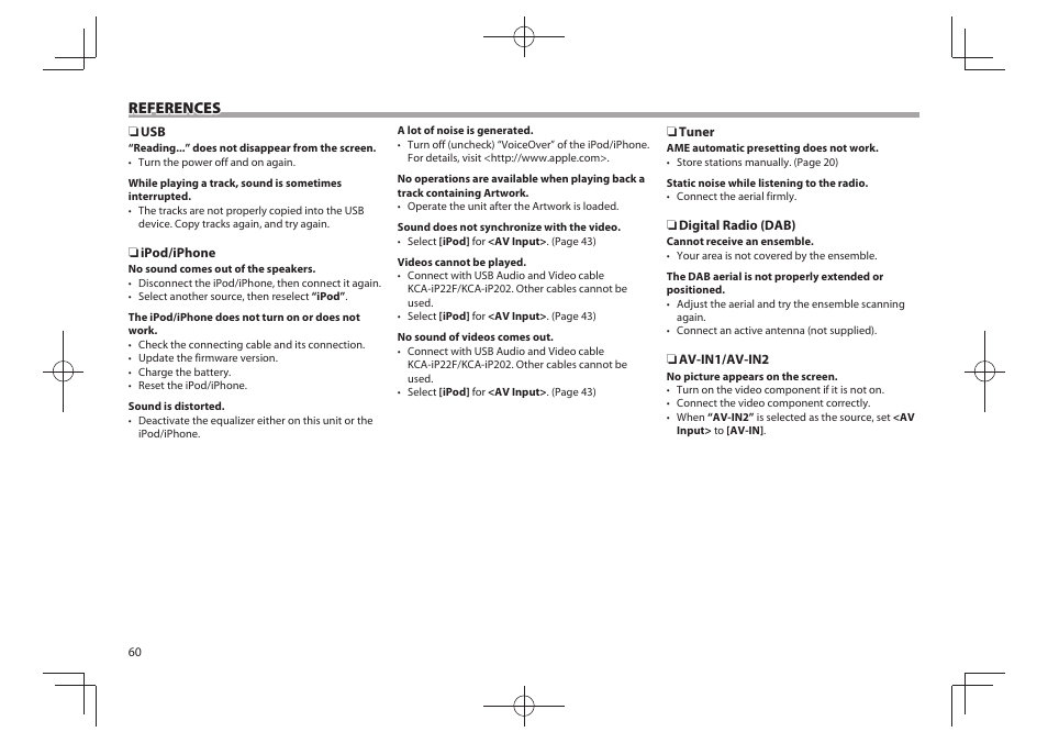 References | Kenwood DDX4025BT User Manual | Page 60 / 64