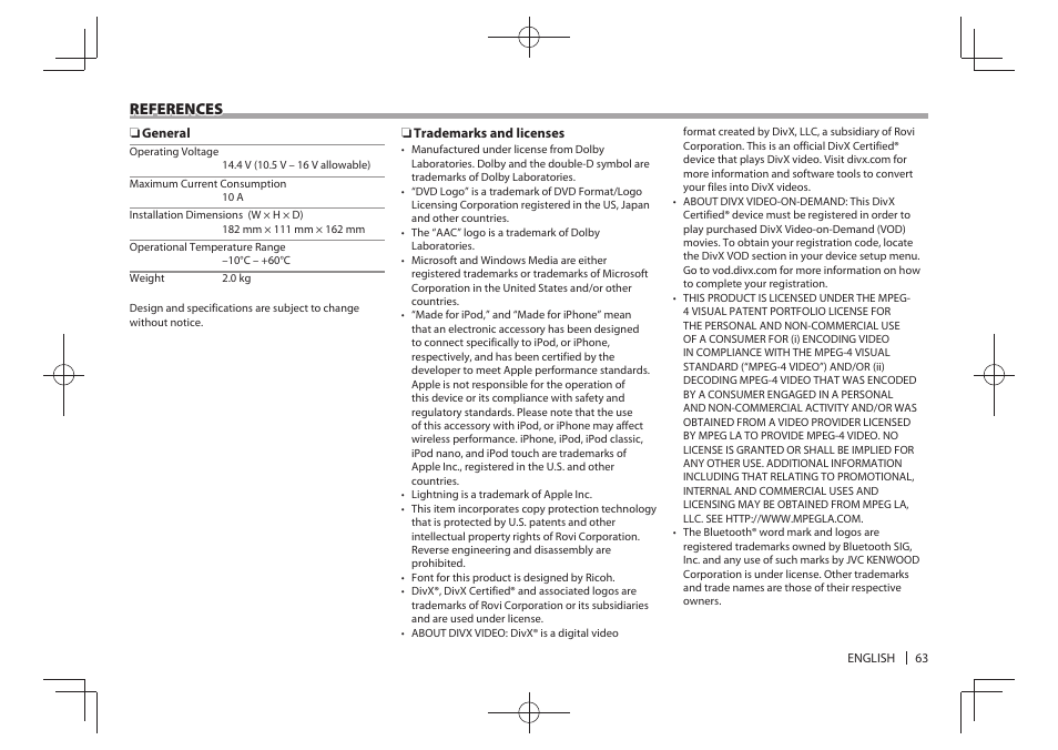 References | Kenwood DDX4025BT User Manual | Page 63 / 64