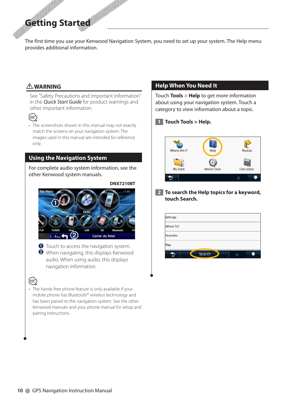 Getting started | Kenwood DNX5210BT User Manual | Page 10 / 28