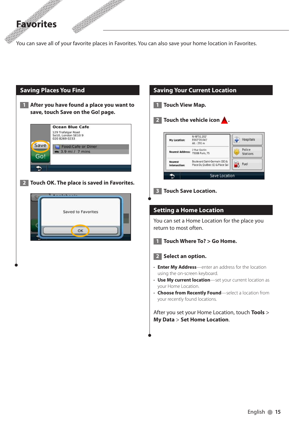 Favorites | Kenwood DNX5210BT User Manual | Page 15 / 28