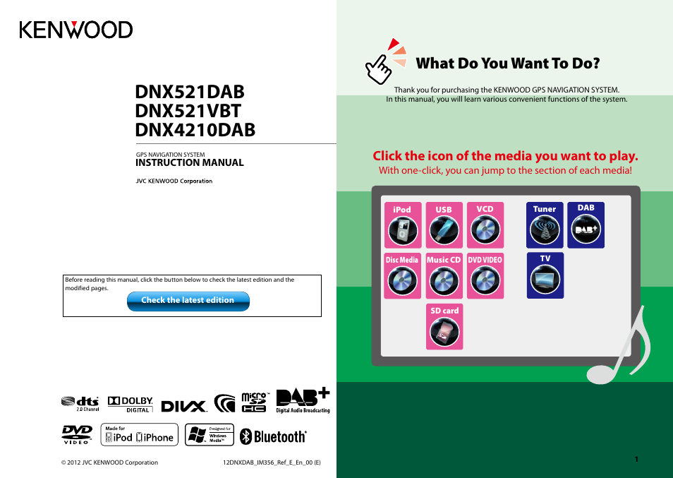 Kenwood DNX521VBT User Manual | 56 pages