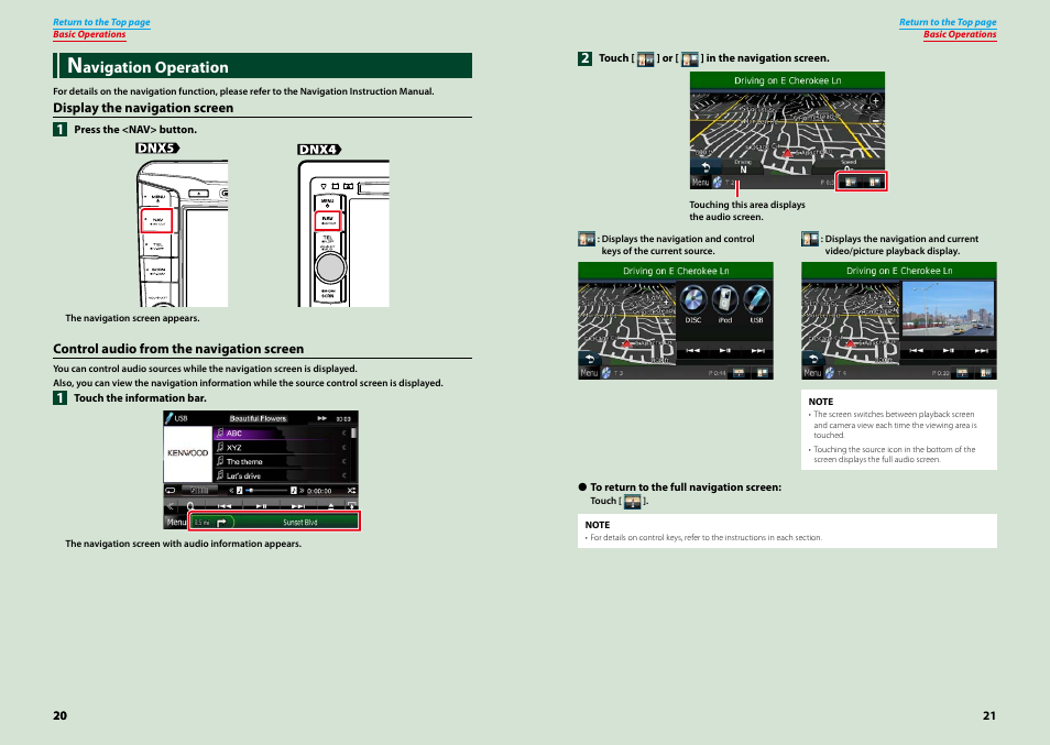 Navigation operation, Avigation operation | Kenwood DNX521VBT User Manual | Page 11 / 56