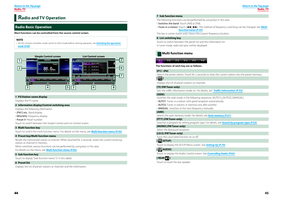 Radio and tv operation, Radio basic operation, Adio and tv operation | Kenwood DNX521VBT User Manual | Page 23 / 56