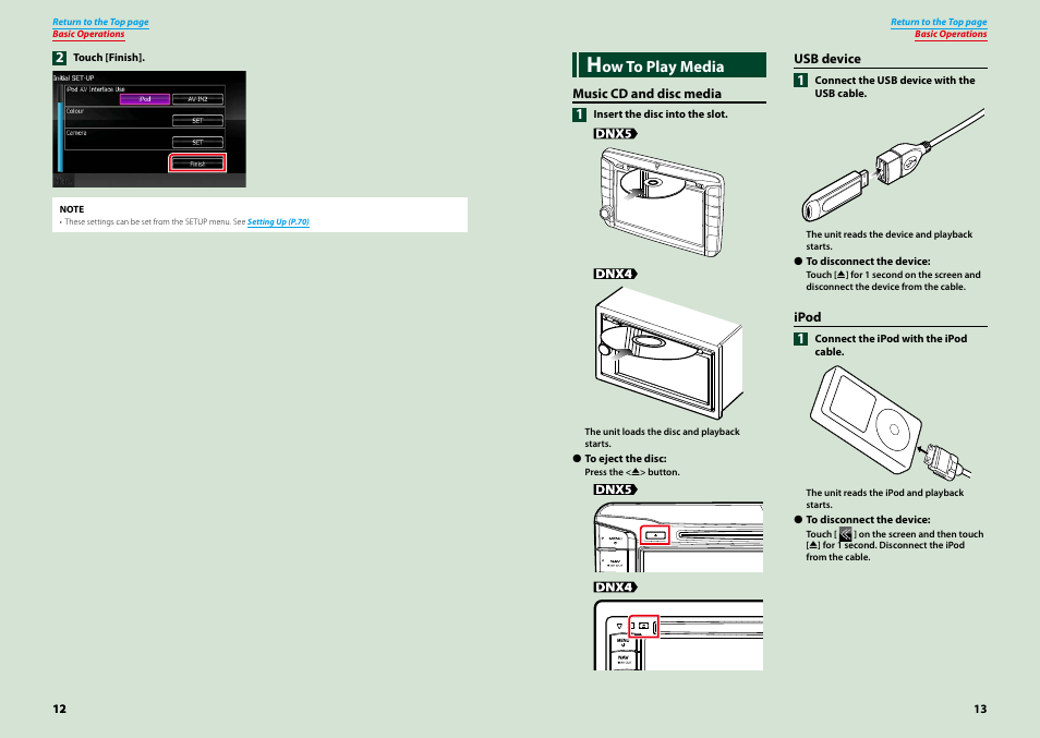 How to play media, Ow to play media | Kenwood DNX521VBT User Manual | Page 7 / 56