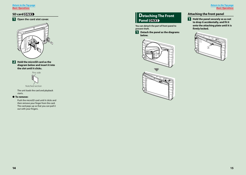 Detaching the front panel | Kenwood DNX521VBT User Manual | Page 8 / 56