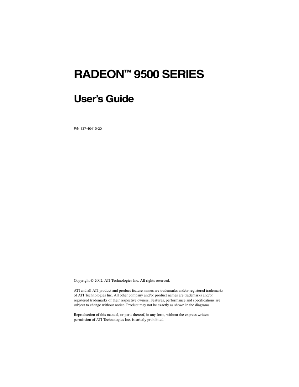 ATI Technologies RADEON 9500 SERIES User Manual | 37 pages