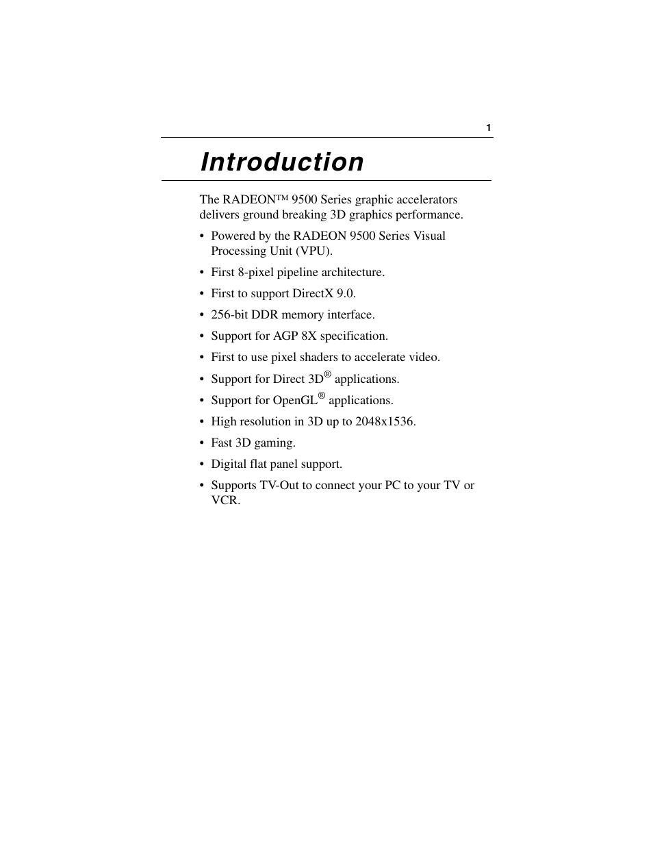 Introduction | ATI Technologies RADEON 9500 SERIES User Manual | Page 5 / 37