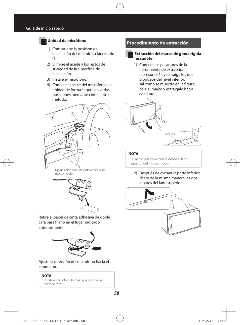 Procedimiento de extracción | Kenwood DNX7280BT User Manual | Page 26 / 33
