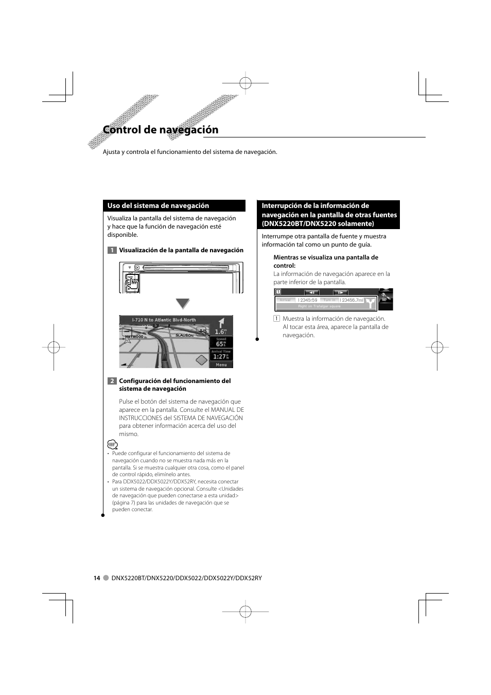 Control de navegación | Kenwood DDX5022 User Manual | Page 14 / 96