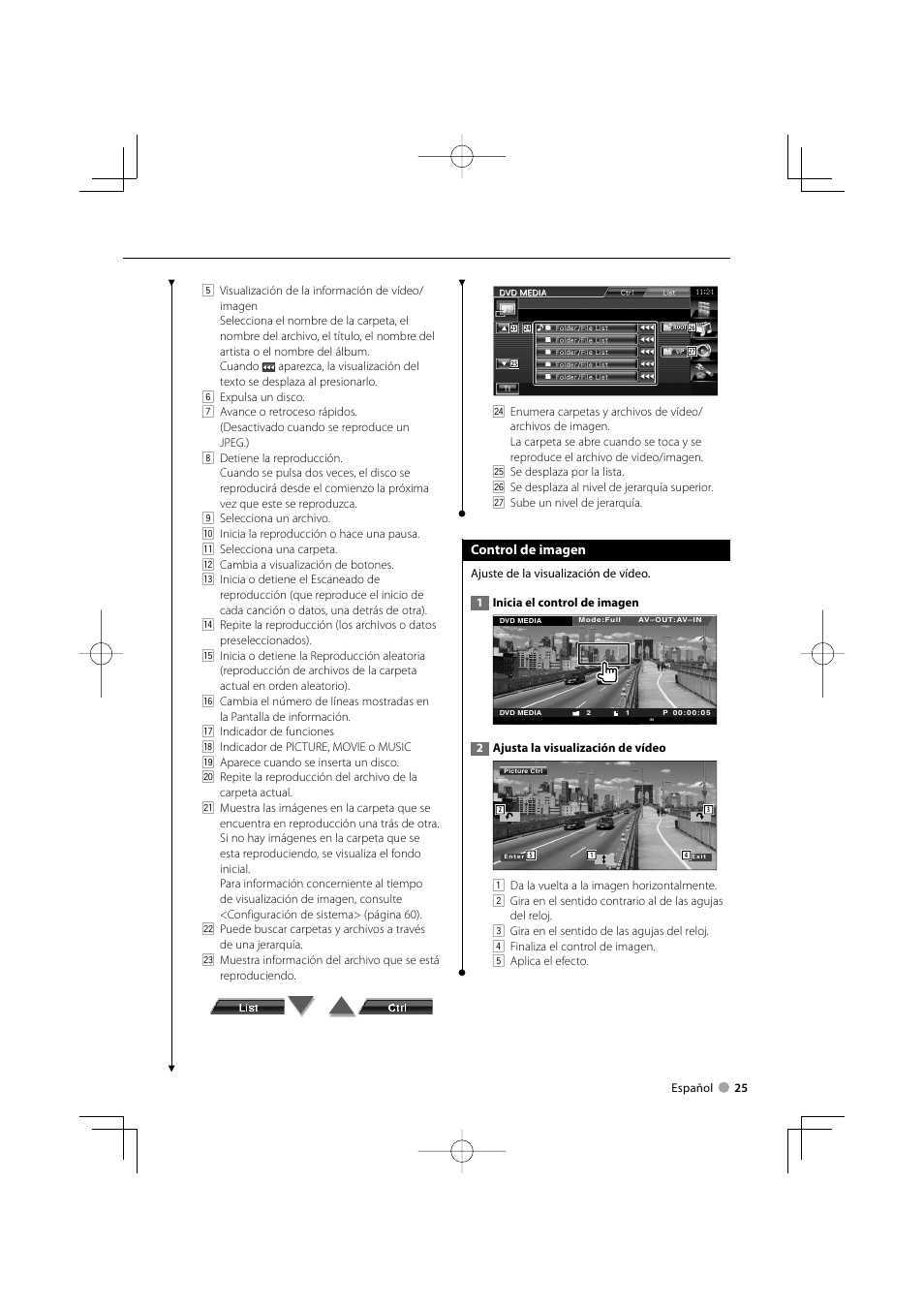 Control de imagen | Kenwood DDX5022 User Manual | Page 25 / 96