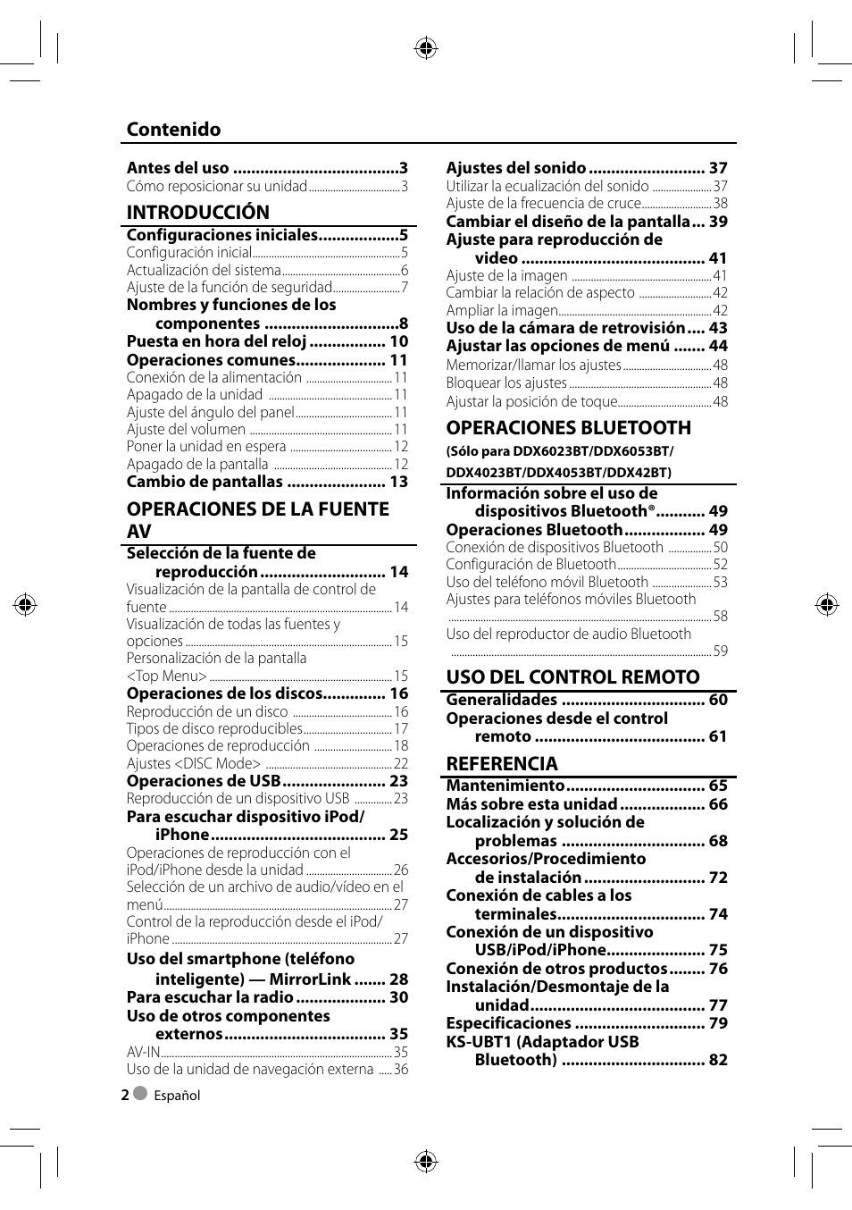 Kenwood DDX4023BT User Manual | Page 2 / 84