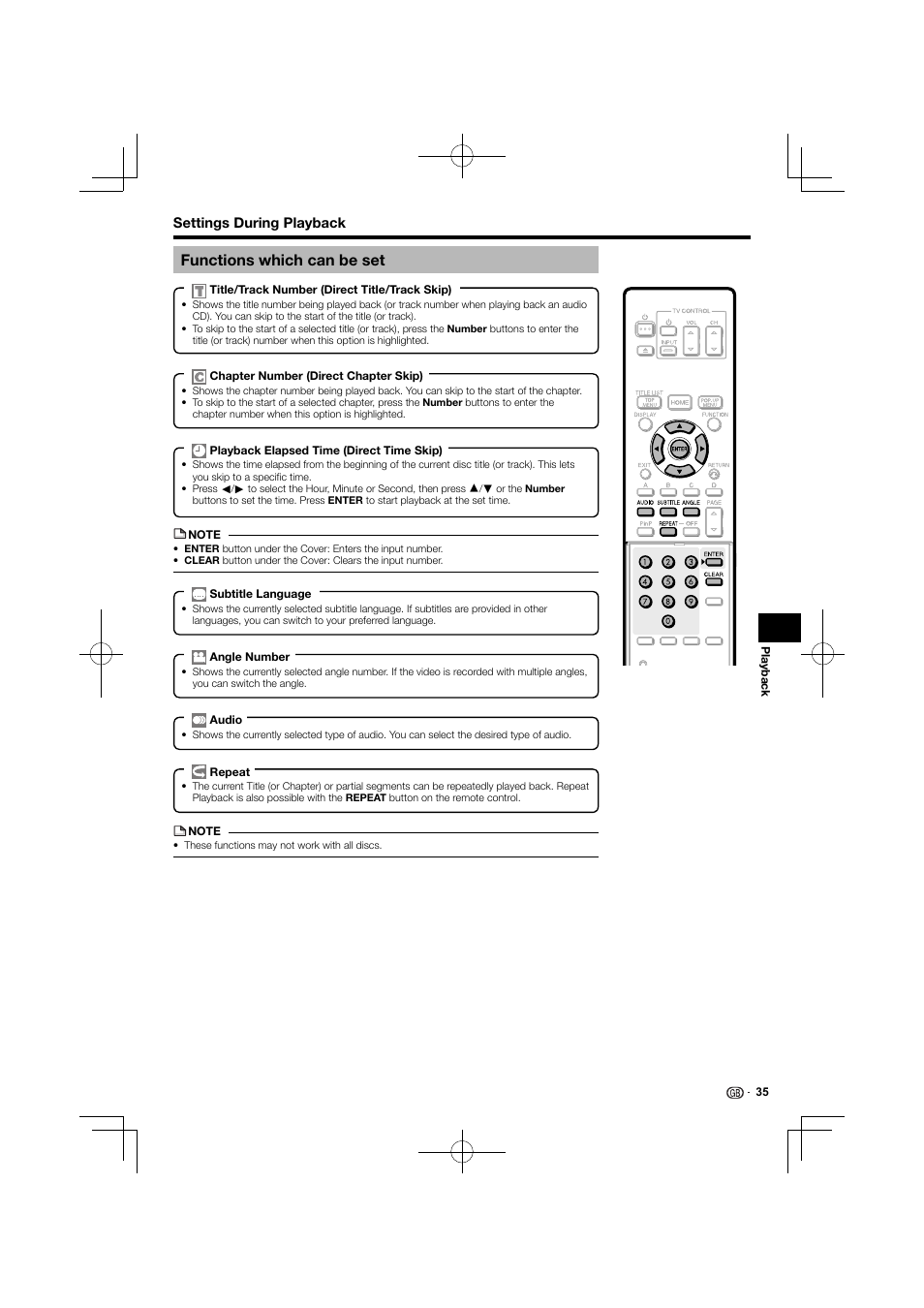 Functions which can be set | Kenwood BD-7000 User Manual | Page 36 / 55