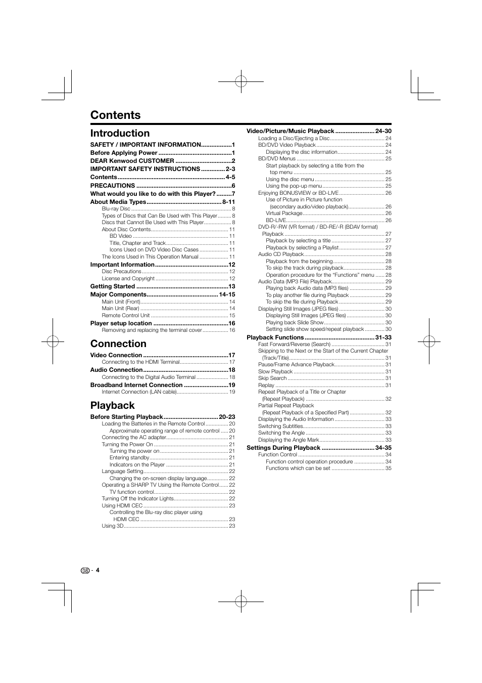 Kenwood BD-7000 User Manual | Page 5 / 55