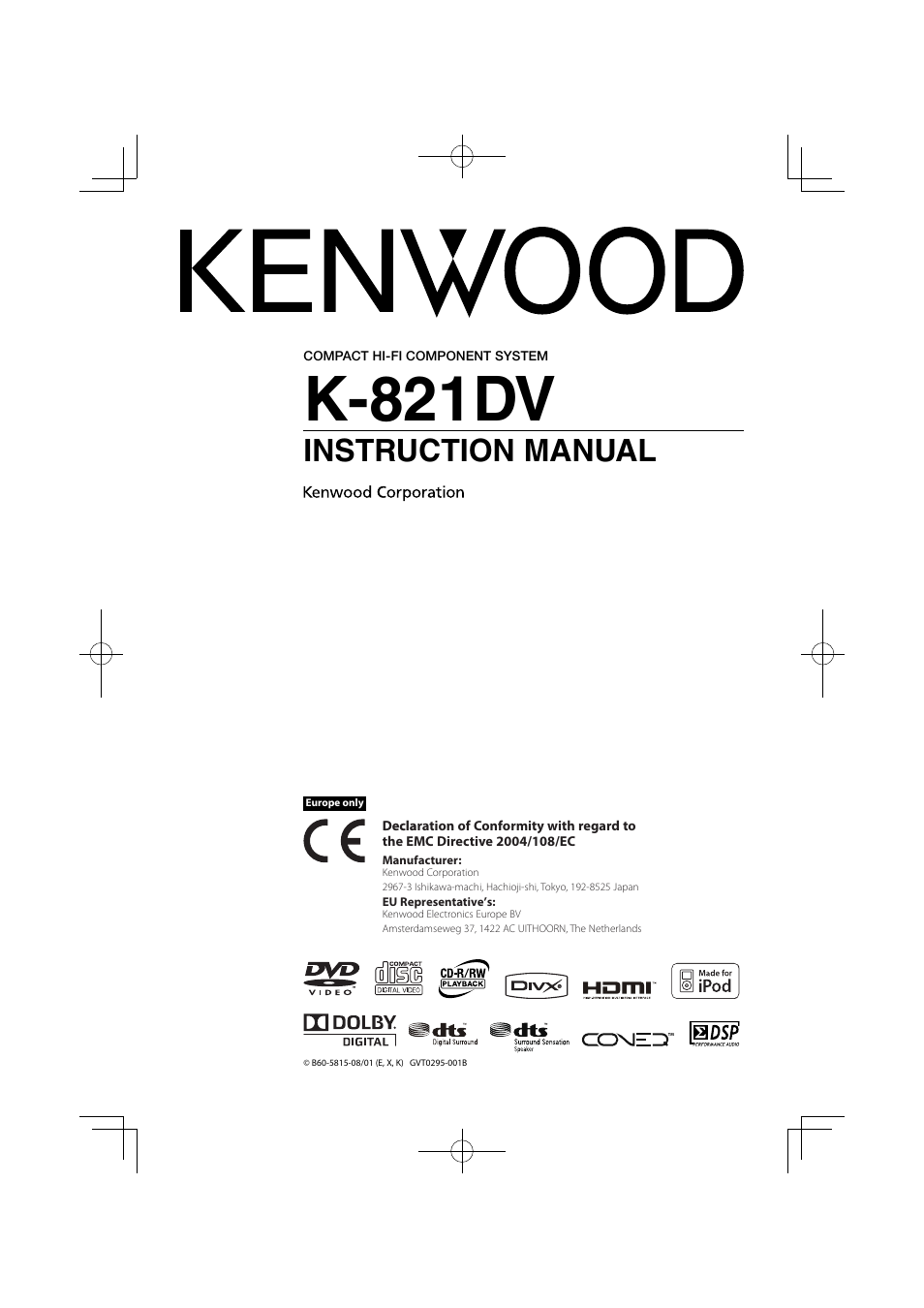 Kenwood K-821DV User Manual | 108 pages