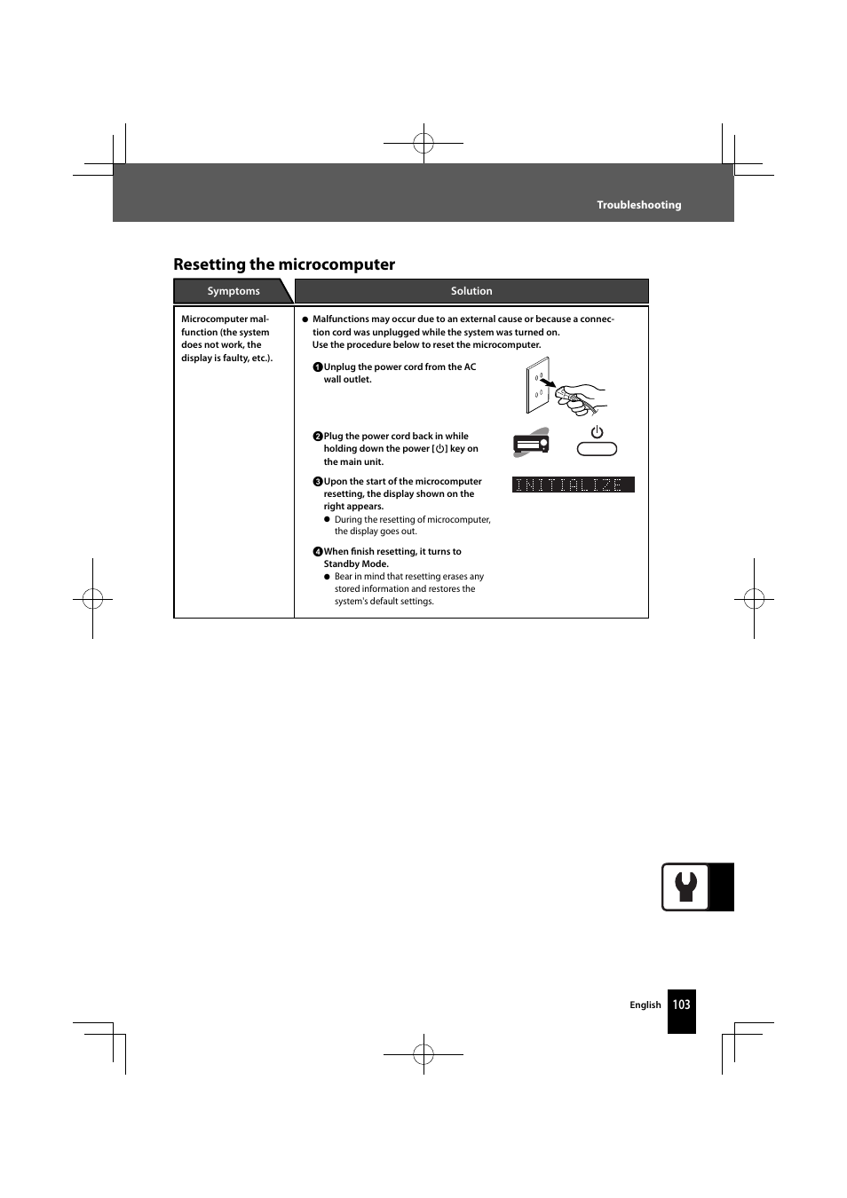 Resetting the microcomputer | Kenwood K-821DV User Manual | Page 103 / 108