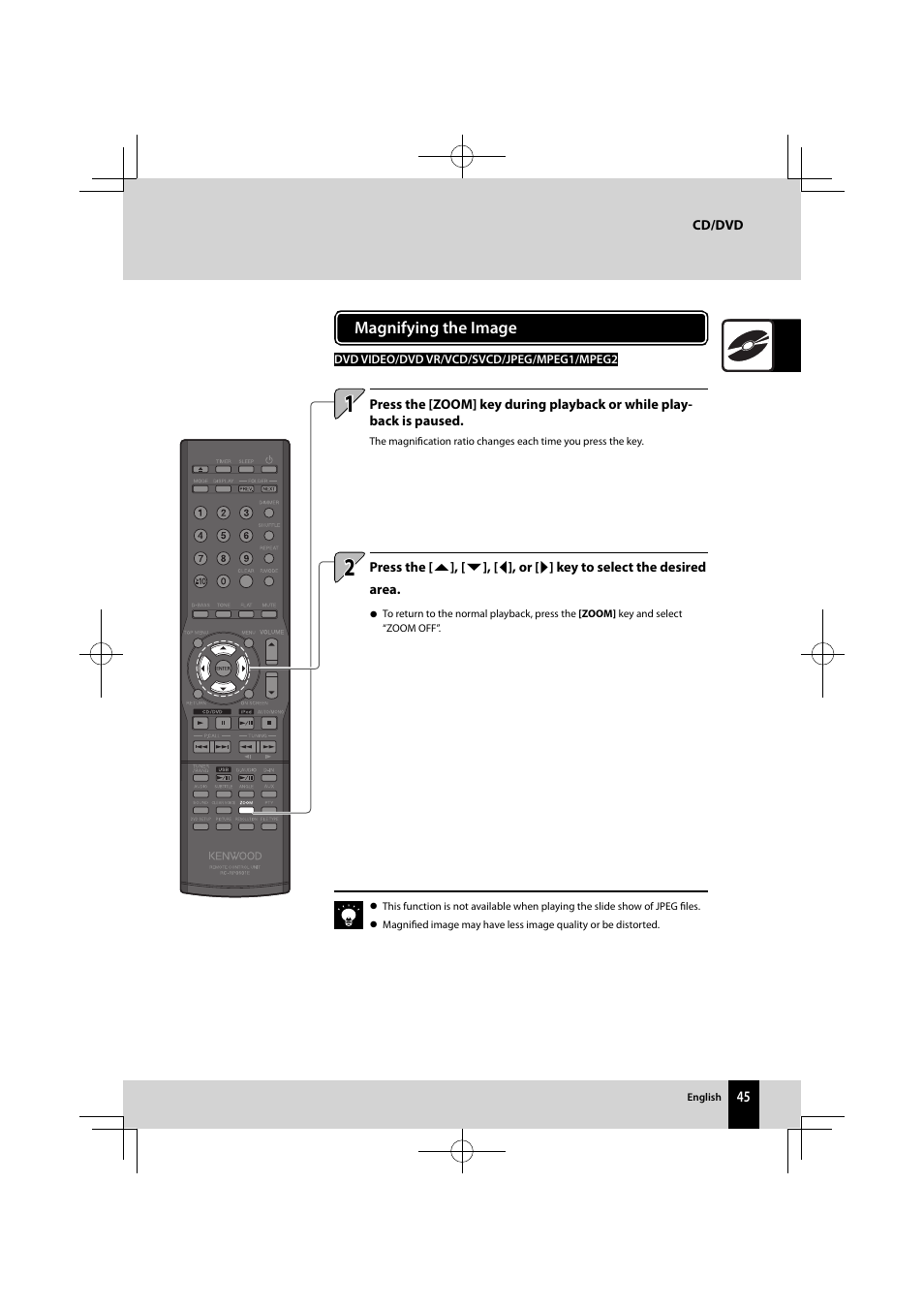 Magnifying the image | Kenwood K-821DV User Manual | Page 45 / 108