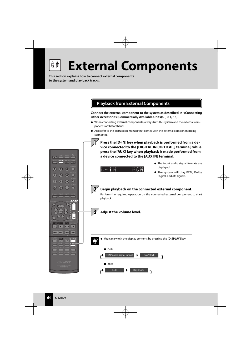 External components | Kenwood K-821DV User Manual | Page 64 / 108