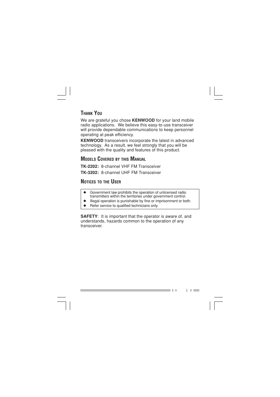 Kenwood TK-3202E - Discontinued User Manual | Page 3 / 22