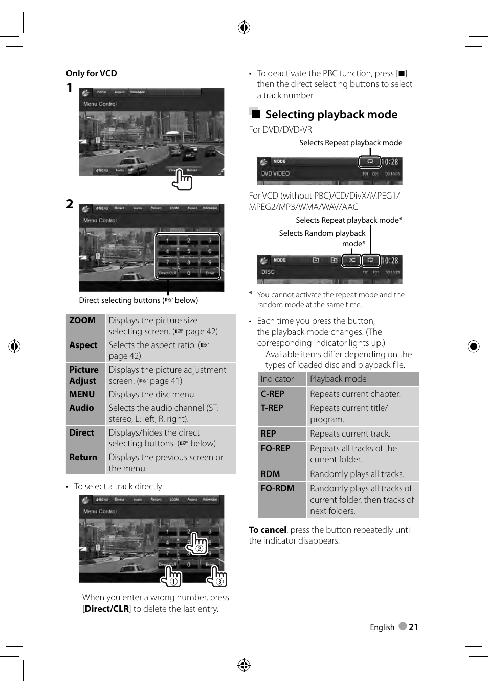 Selecting playback mode | Kenwood DDX3023 User Manual | Page 21 / 84