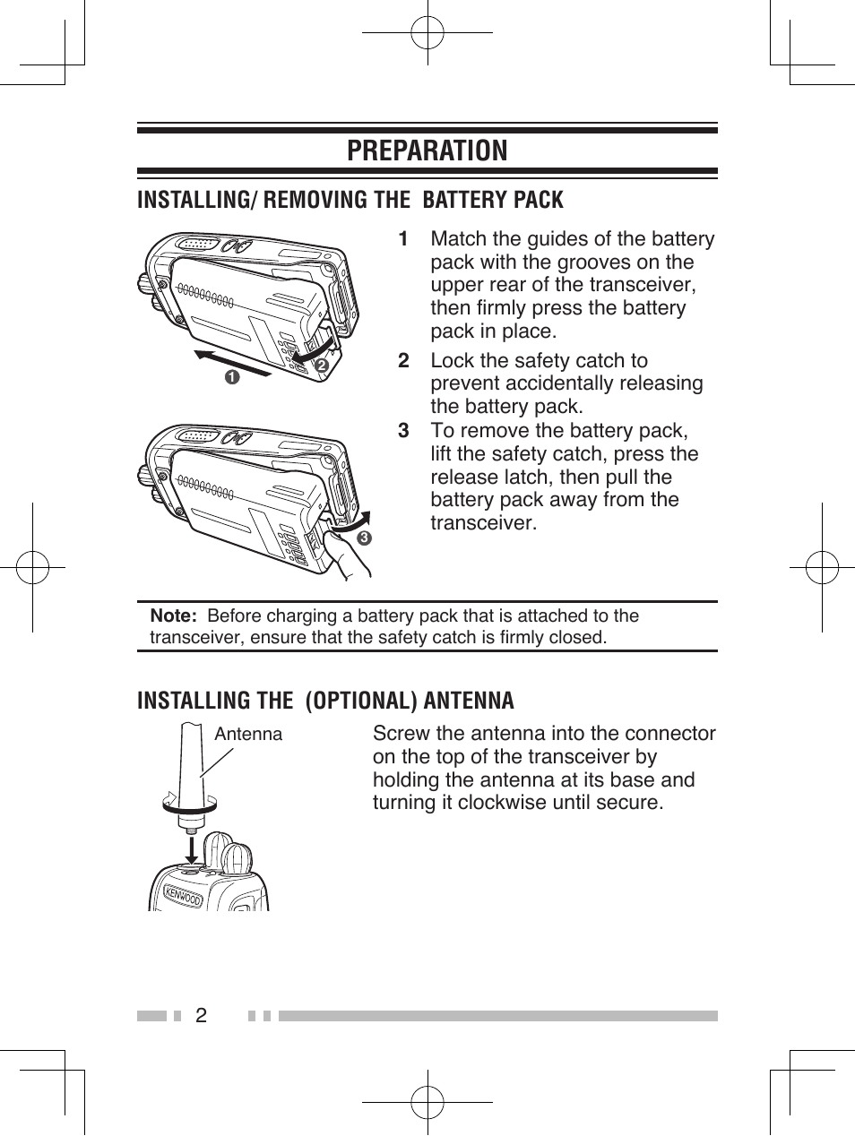 Preparation | Kenwood TK-2260EX User Manual | Page 10 / 20