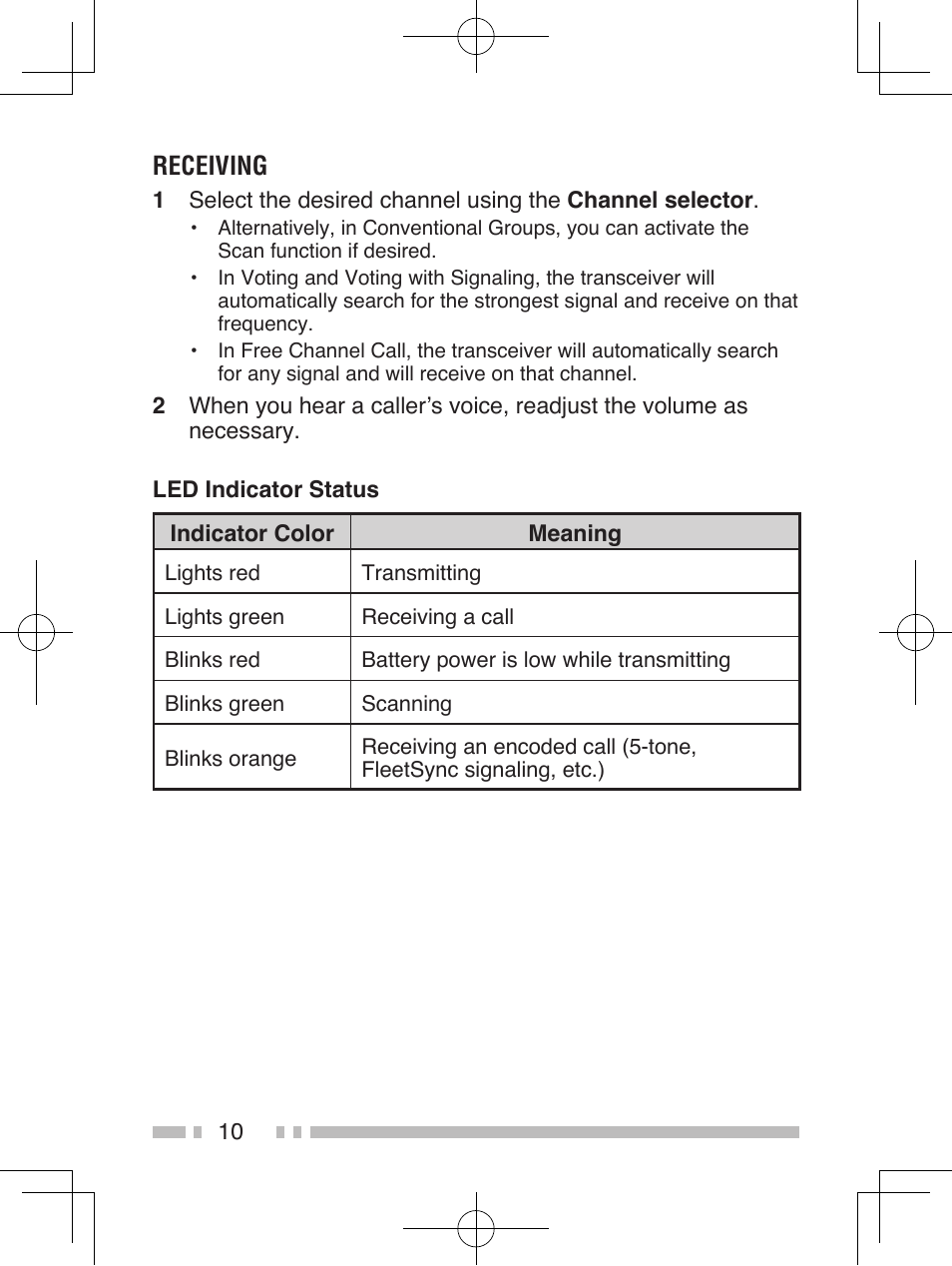 Receiving | Kenwood TK-2260EX User Manual | Page 18 / 20