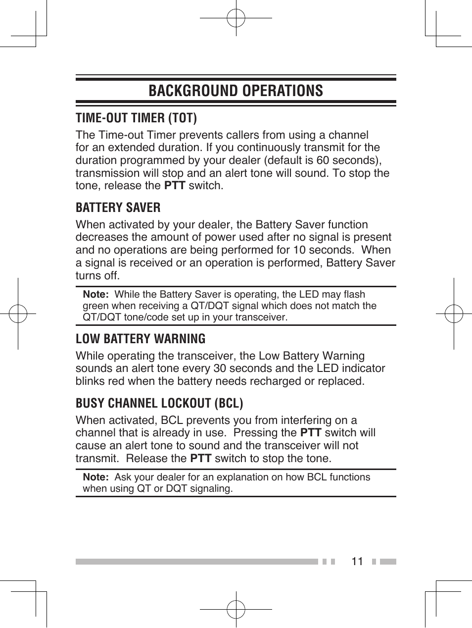 Background operations | Kenwood TK-2260EX User Manual | Page 19 / 20