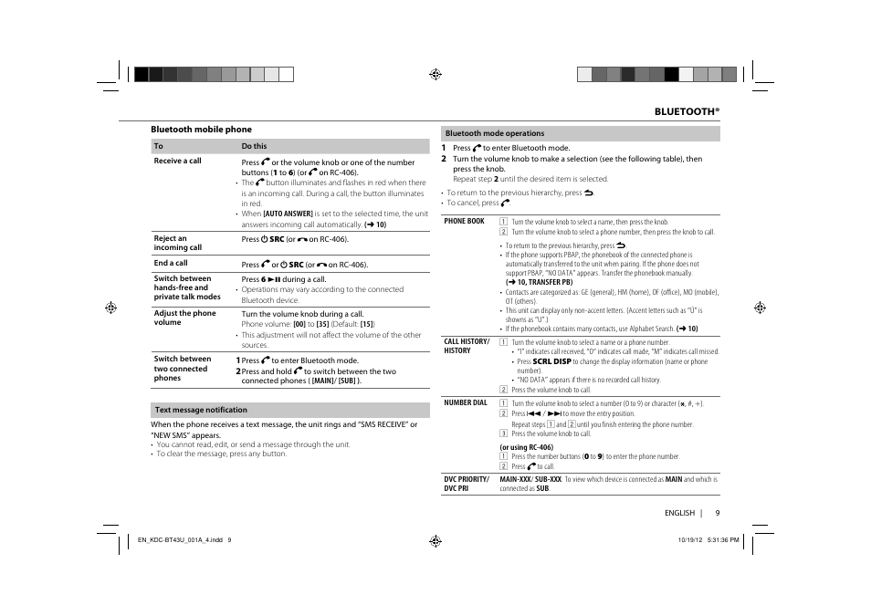 Kenwood KDC-BT33U User Manual | Page 11 / 19