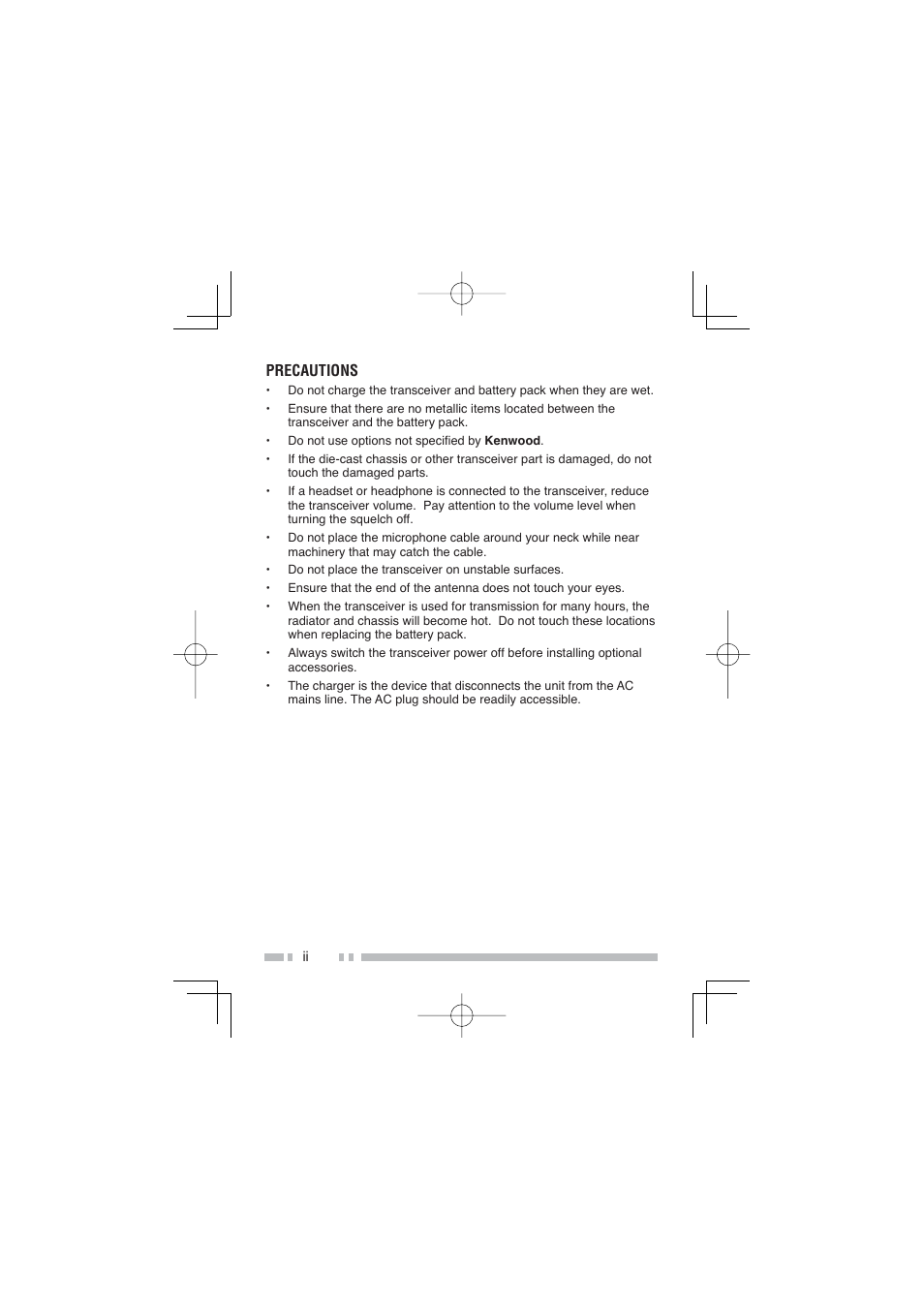 Precautions | Kenwood NX-300SE User Manual | Page 5 / 47