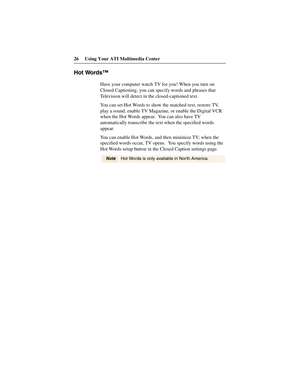Hot words | ATI Technologies 137-40188-60 User Manual | Page 26 / 96