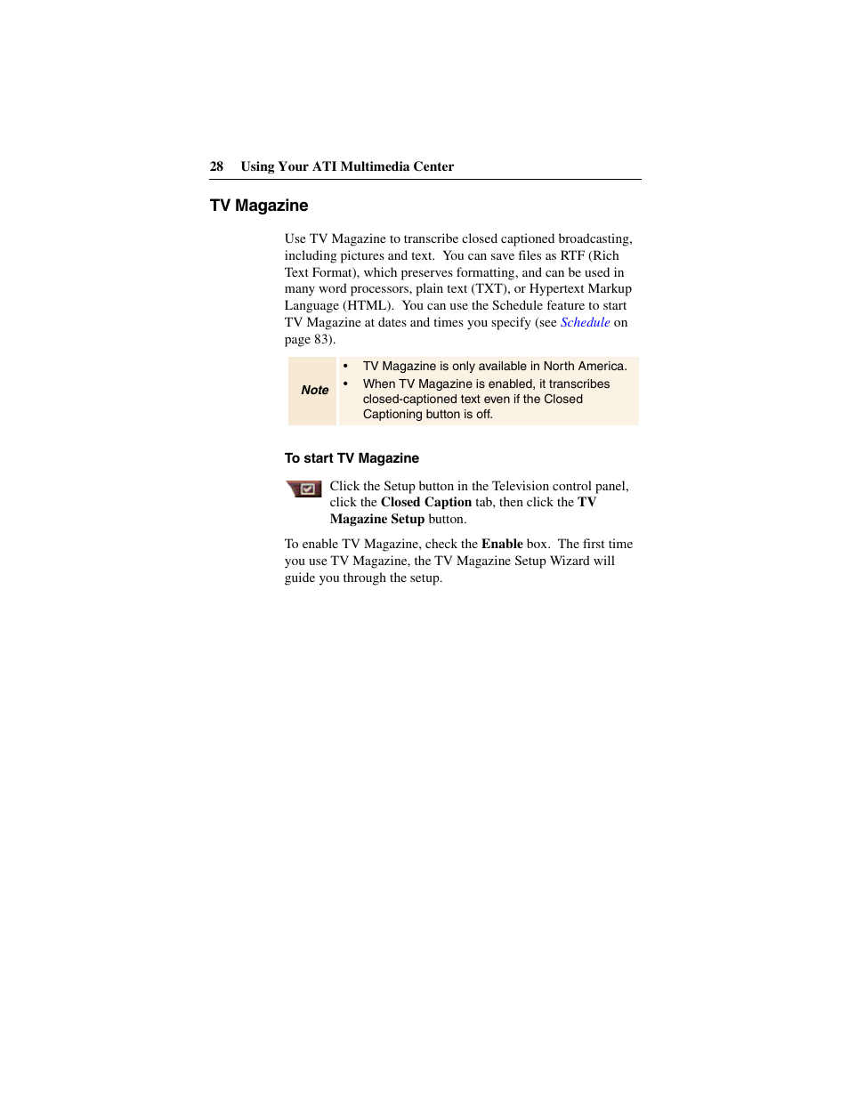 Tv magazine | ATI Technologies 137-40188-60 User Manual | Page 28 / 96