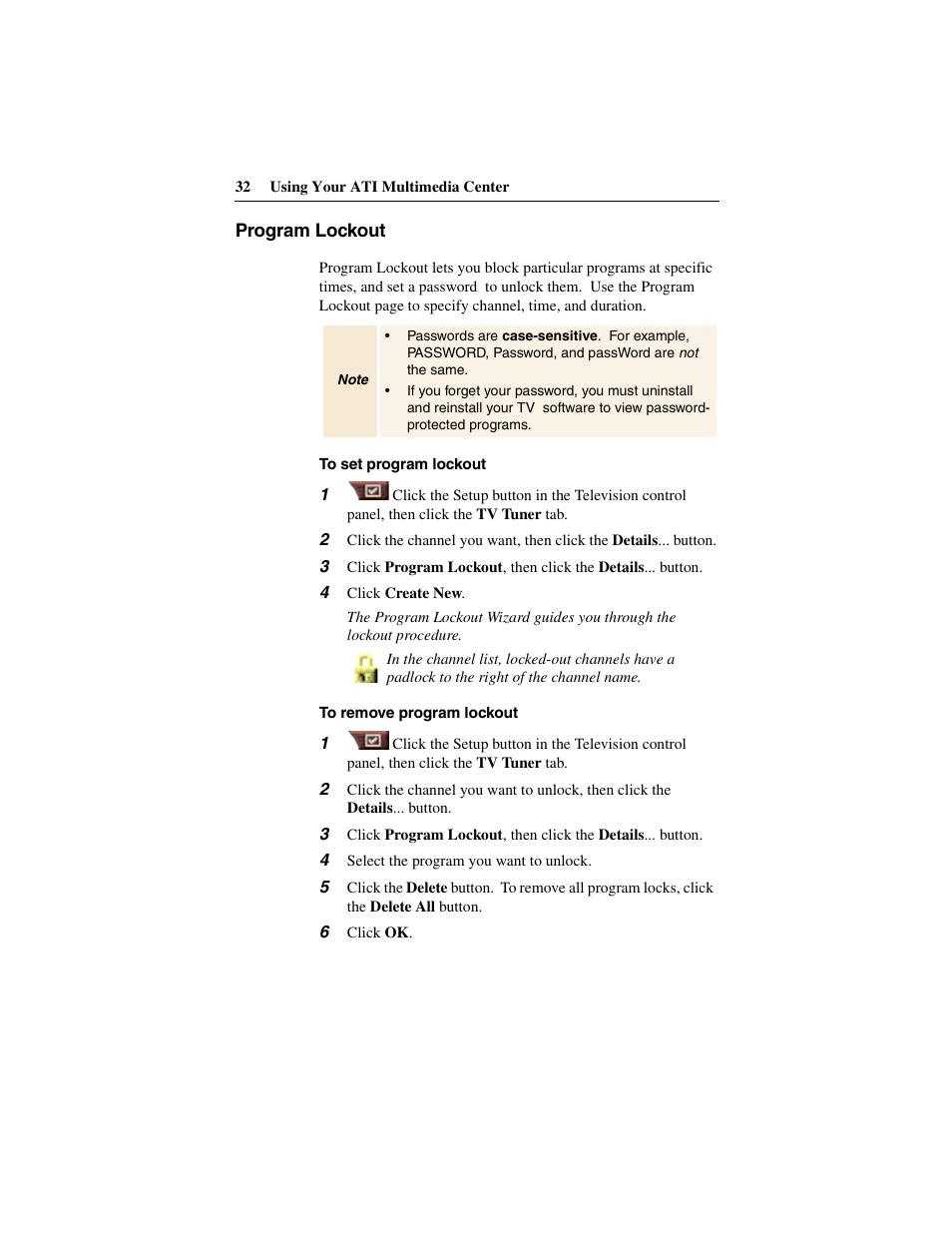 Program lockout | ATI Technologies 137-40188-60 User Manual | Page 32 / 96
