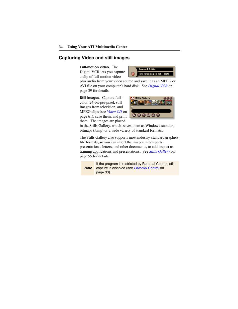 Capturing video and still images | ATI Technologies 137-40188-60 User Manual | Page 34 / 96
