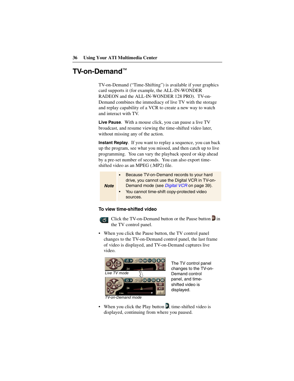 Tv-on-demand | ATI Technologies 137-40188-60 User Manual | Page 36 / 96